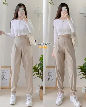 Trendy High Waist CEO Trouser Pants W/ Pocket ankle pants casual