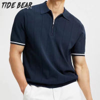 TIDE BEAR เสื้อโปโลลำลองไอซ์ซิลค์ใส่ได้หลายโอกาสสำหรับผู้ชายระบายอากาศที่สะดวกสบายใส่ได้ทุกโอกาสฤดูร้อนเสื้อยืดลาเพล