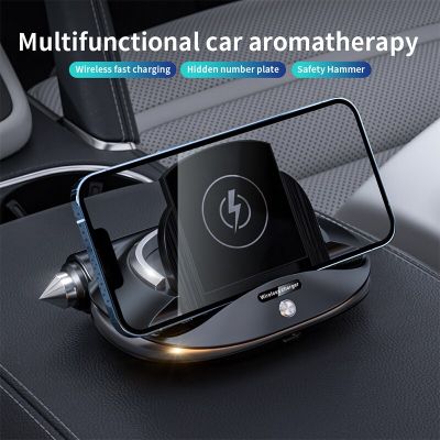 15W Fast Wireless Charger Foldable Holder Multifunction Car Aromatherapy with Car Temporary Parking Phone Card Qi Phone Charger Car Chargers