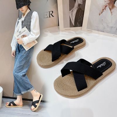 Fgn trade slippers womens 22 summer new sls flat hemp sole flip flops be sls