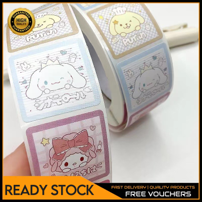 สติกเกอร์500วัสดุทำรายงานด้วยมือ Sanrio สติกเกอร์ตกแต่งภาพ DIY เมโลดี้ Kuromi Cinnamoroll สติกเกอร์น่ารักเด็กผู้หญิงการ์ด