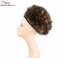 Golden Beauty 10inch Afro Puff Drawstring Ponytail Kinky Curly Synthetic Hair Updo Chignon Bun Hair Piece Extension Medium Size