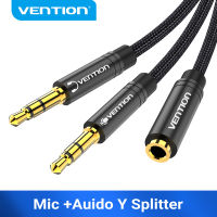 【 Cw】vention Audio Splitter อะแดปเตอร์หูฟัง3.5มม. สาย AUX สำหรับคอมพิวเตอร์1หญิงถึง2ชาย Mic Y Splitter ชุดหูฟังไปยังอะแดปเตอร์พีซี