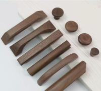 ∈☽♤ 1PCS European Simple Cabinet Solid Wood Door Drawer Handles Black Walnut Knobs Wardrobe Dresser Closet Pulls Furniture Hardware