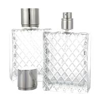 100ml Perfume Bottle Glass Square Grids Portable Clear Travel Refillable Perfume Glass Empty Bottle Perfume Atomizer Travel Size Bottles Containers