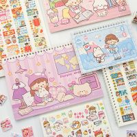 40 pcs Cute Double-sided Release Paper Cartoon Hand Account Book Washi Tape Stickers Storage Book Sticker Material Illustration
