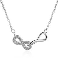 【Worth-Buy】 Gift Pop Double Number 8 Infinity Interlock Clavicle Short Necklace 925 Sterling Silver Pendant Necklace For Women Infinite Necklace