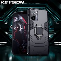 KEYSION Shockproof Case For Redmi Note 10 Pro 5G 10S 9 S 9T 9A Ring Stand Phone Cover for Xiaomi Mi 11 Lite 5G NE 11 X Ultra 11i