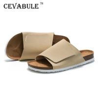 ENO-093 CEVABULE รองเท้าแตะหนังชายหาดแฟชั่นรองเท้าไม้ก๊อกของผู้ชาย Nubuck สำหรับผู้ชาย KWN