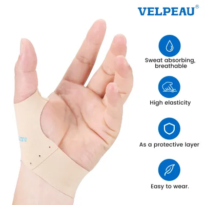 VELPEAU Elastic Thumb Sleeve to Relieve Tenosynovitis Pain and Low-Intensity Support Thumb Brace Skin-Friendly And Breathable