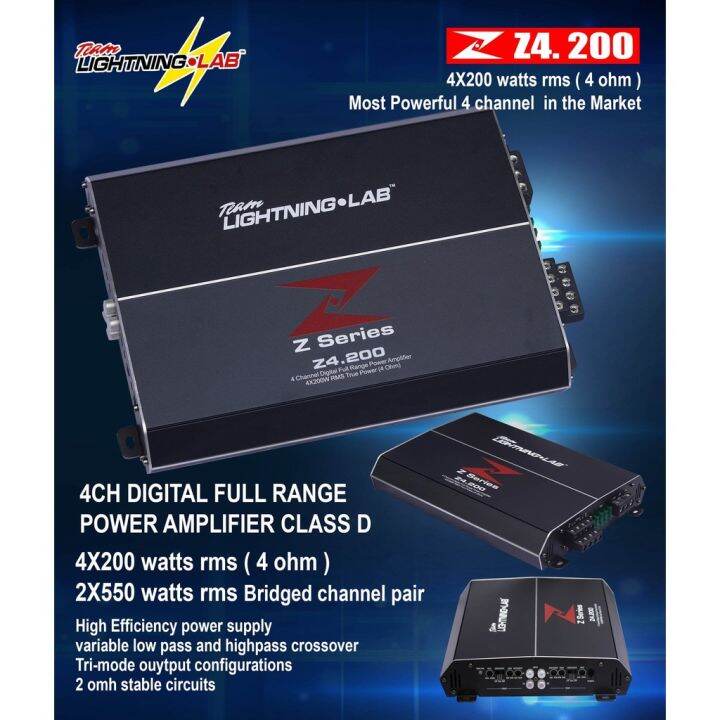 Team Lightning Lab Z4.200 4CH Digital Full Range Power Amplifier