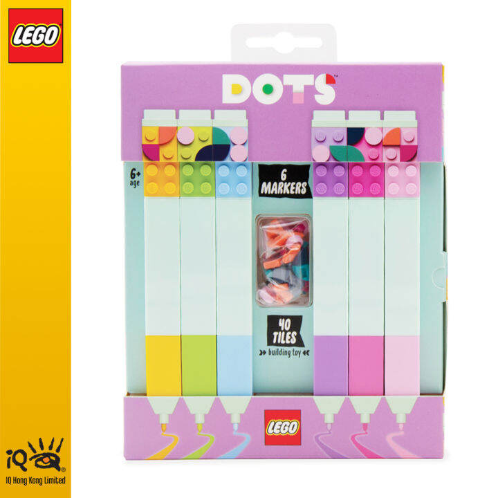 iq-lego-dots-writing-instrument-6-pack-colored-marker-with-lego-tiles-artist-drawing-marker-pens-for-kid-adult-watercolor-sketching-and-drawing