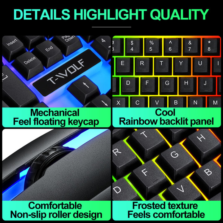 gamer-คีย์บอร์ดและเมาส์-pc-gaming-keyboard-rgb-backlit-keyboard-rubber-keycaps-wired-spanish-keyboard-mouse-gamer-gaming-mouse