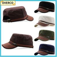 OVERCO ลำลองแบบสบายๆ ระบายอากาศได้ระบายอากาศ ผ้าคอตตอน หมวกนักเรียนนายร้อย หมวกบังแดด หมวกกองทัพ หมวกแก๊ปเบสบอล