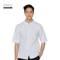 d.a.p.p Uniform เสื้อเชฟแขนสั้น SALE กระดุมหน้า ตัดต่อผ้ายืด Nick White Shortsleeves Stretch Chef Jacket (TJKW1919)