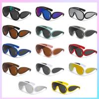 GLASSES580 กระจกสีเงิน แว่นตากันแดดคลื่น ขนาดใหญ่สุดไซต์ UV400 แว่นตาสำหรับแว่นตา Y2K วันพีซ แว่นตากันแดดแบบอนาคต สำหรับผู้หญิงและผู้ชาย