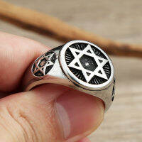 Vintage Punk Simple Star Of David แหวนผู้ชายผู้หญิงแฟชั่นสแตนเลส Hexagram แหวน Biker Amulet เครื่องประดับของขวัญขายส่ง