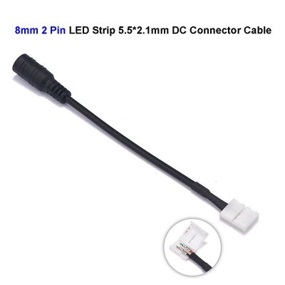 【CW】 8mm 10mm 2 Pin Female 5.5x2.1mm 12V Jack Cable Wires Adapters SMD 3528 2835 Color Strip
