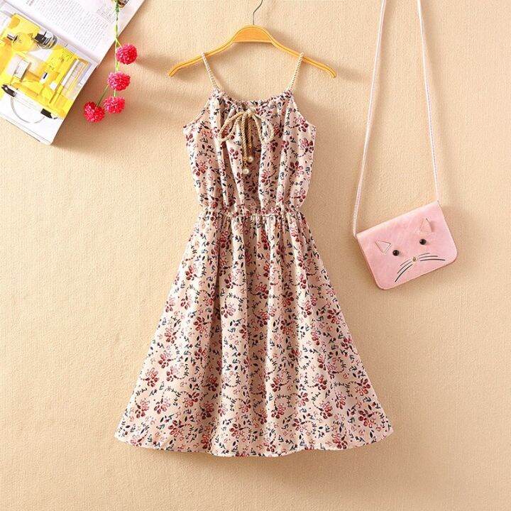 korea-summer-new-print-sleeveless-dress-short-sweet-a-line-strap-loral-dresses