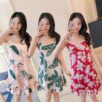 COD SDFGDERGRER Summer Women Piyama Sleeveless Cartoon Print Sleep Dress Milk Silk Casual Sleepwear