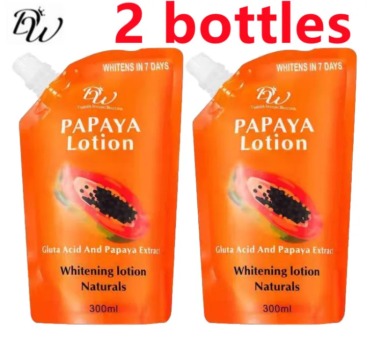 2 bottles DW Papaya Lotion W/ Gluta Acid And Papaya Extract 300ml Lazada PH