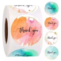 100-500pcs Water Color Thank You Stickers Seal Labels 1 Inch Color Labels For Business Sticker Wedding decoration baby shower Stickers Labels