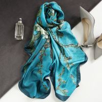 【Miki Xinyuan】 SpainSilk ผ้าพันคอ WomenVan Gogh ภาพวาดน้ำมันผ้าไหม ShawlsLadiesScarves Foulard ฮิญาบใหม่