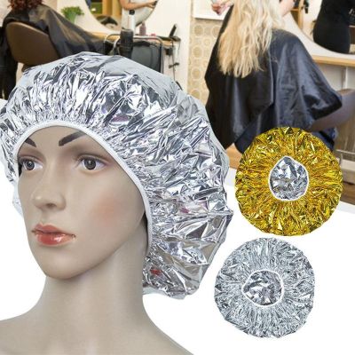 Shower Cap Heat Insulation Aluminum Foil Insulation Hat Elastic Bathing Cap For Women Hair Salon Bathroom Hairdressing Salon Adhesives Tape
