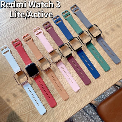 สำหรับ Xiaomi Redmi Watch 3 Activeสายรัดที่ใช้งานพร้อมตัวป้องกันโลหะ เคส กันชนซิลิโคนสร้อยข้อมือสำหรับ Redmi Watch 3สายนาฬิกา