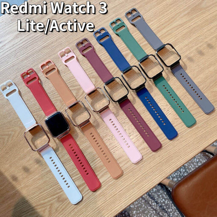 สำหรับ-xiaomi-redmi-watch-3-activeสายรัดที่ใช้งานพร้อมตัวป้องกันโลหะ-เคส-กันชนซิลิโคนสร้อยข้อมือสำหรับ-redmi-watch-3สายนาฬิกา