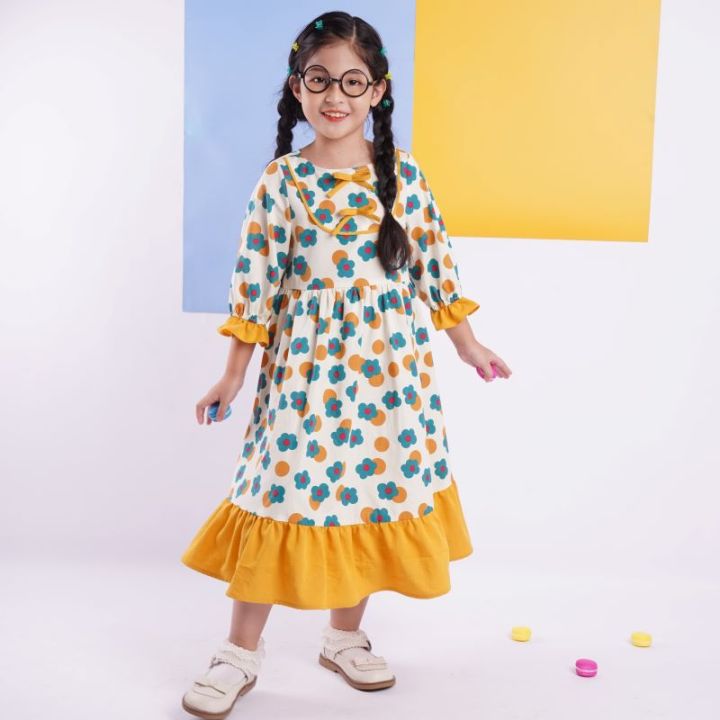 Hàn Quốc Bé Gái Nổi Danh Trên Mạng Dài Tay Váy Liền Mùa Xuân Và Mùa Thu Của Trẻ  Em Váy Loại Mùa Đông 2021 Mẫu Mới Con Gái Nơ Bướm Công