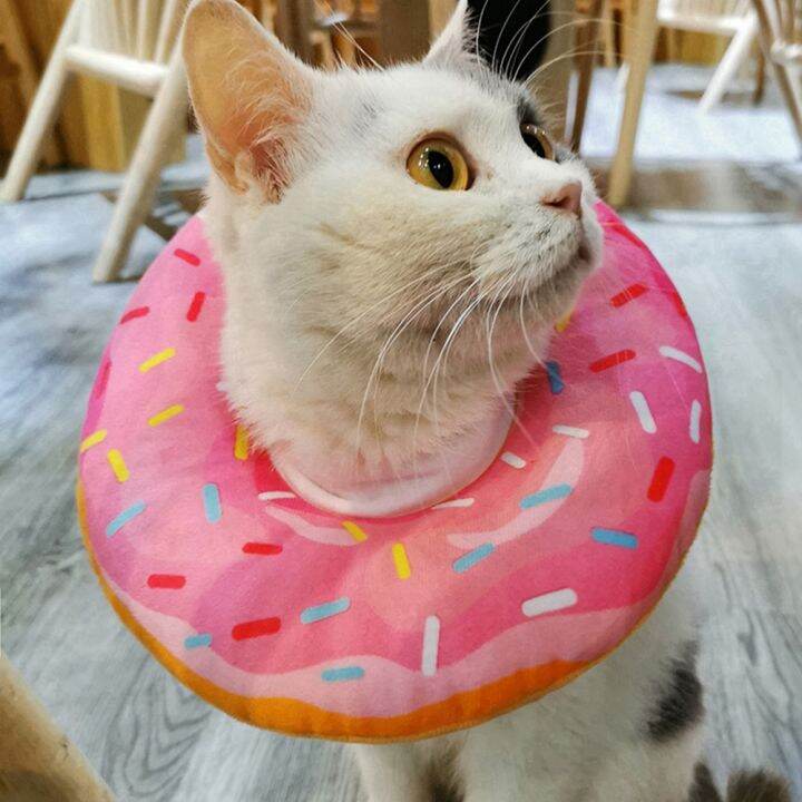 hot-pet-cat-donut-headgear-elizabeth-pet-protection-collars-recovery-cone-adjustable-cotton-blends-neck-prevent-bite-protection-coll