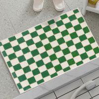 Thicken Non-slip Bath Rug Checkerboard Bathroom Mat Absorbent Entrance Doormat for Bedroom Car Home Decor Floor Mats