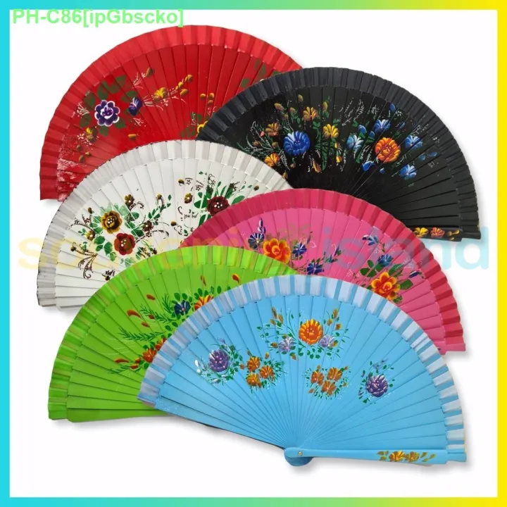 Wooden Spanish Fan Handfan With Back to Back Design Philippine Souvenir