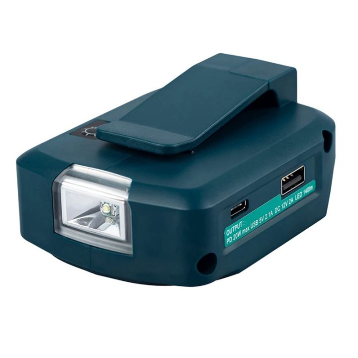 for-makita-adp05-14-4v-18v-lion-battery-usb-type-c-converter-port-with-led-light-spotlight-outdoor-light-for-makita