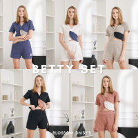 Blossom Daisys - BETTY SET ชุดเซ็ตเสื้อ&amp;กางเกง ผ้าวาฟเฟิลสีทูโทนดีไซน์น่ารัก มีลูกเล่นให้จับแมตช์สลับสีกับเซ็ตอื่นๆได้ (SET)