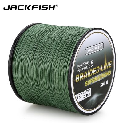 （A Decent035）JACKFISH 500M 8 strand Smoother PE Braided Fishing Line 10-80LB Multifilament Carp Saltwater with gift