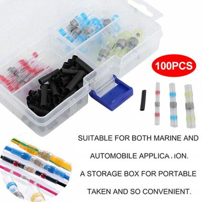 100Pcs/Set Heat Shrink Butt Solder Sleeve AWG 10-26 Wire Splice Connector Terminals for Car Electrical наконечники для провода Electrical Circuitry Pa