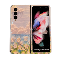 สำหรับ Samsung Galaxy Z Fold4 Z Fold3เทรนด์ใหม่ภาพวาดสีน้ำมันเคสโทรศัพท์ภาพดอกไม้ IMD Blu-ray เคสใส่โทรศัพท์เคสแบบพับปิดได้