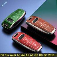 รถ Key Fob Case Cover Protector กระเป๋า Fit สำหรับ Audi A4 A5 A6 Q2 A3 2018-2022สีน้ำตาลสีเขียวสีแดงสีขาวอุปกรณ์เสริม