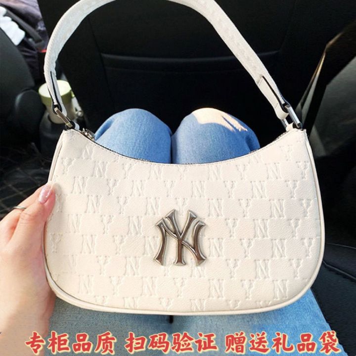 mlb-official-ny-ml-new-underarm-bag-high-quality-casual-all-match-ladies-portable-shoulder-bag-22-metal-embossed-ny-full-standard-trendy-bag