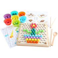 DIY Wooden Montessori Elimination Bead Clip Bead Fine Motor Training Board Game Color Classification Stacked Educational Toys