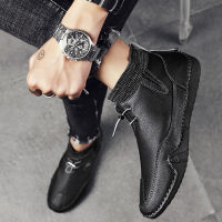 Men Vintage Ankle Leather Shoes Comfortable Quality Flat Casual Sneakers Man Walking Shoes Outdoor Comfortable Boots Tenis Shoes