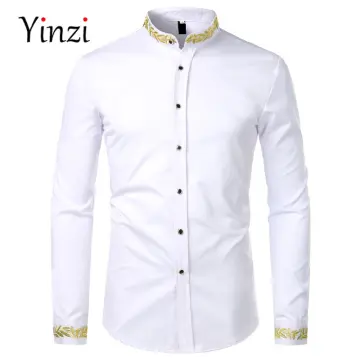 White and gold 2025 dress shirt