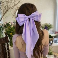 Elegant Big Stain Hair Bow Girl Hairpin Chiffon Hair Clip Barrettes Women Solid Ponytail Clipper Korean Clip Hair Accessories