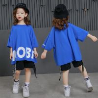 [COD] new personality hip-hop short-sleeved beautiful casual letters handsome streamer girls suit