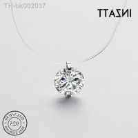 ❧ஐ卐 INZATT 925 Sterling Silver Zircon Crystal Pearl Pendant Choker Necklace Transparent Fishing Line 2020 Fine Jewelry For Women