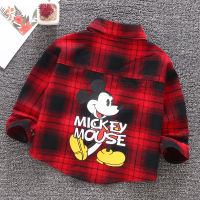 Kids Fashion Cartoon Shirt Long Sleeve Childrens Cotton 2021 Boys Girls Shirt Spring Autumn Toddler Mickey Plaid Clothes