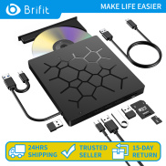 Brifit Ổ đĩa CD DVD gắn ngoài, Ổ ghi đĩa CD siêu mỏng USB 3.0 với 4 cổng