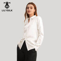 LILYSILK 100ผ้าไหมเสื้อเสื้อผู้หญิง22 Momme Basic Placket จีน Charmeuse ธรรมชาติ Glossy Elegant สุภาพสตรีแขนยาว